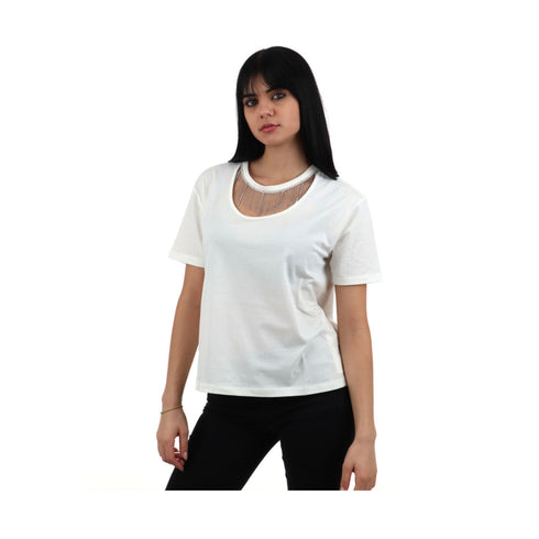 Liu Jo T-Shirt T-shirt Donna con pendenti in strass Bianco - Francavilla Moda